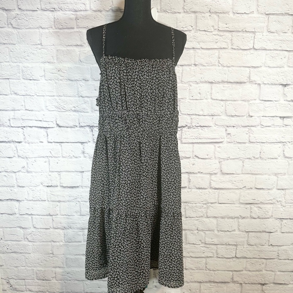 Madewell Plus Sophia Cami Tiered Mini Dress in Micro Daisy Black Size 16W - Picture 2 of 16